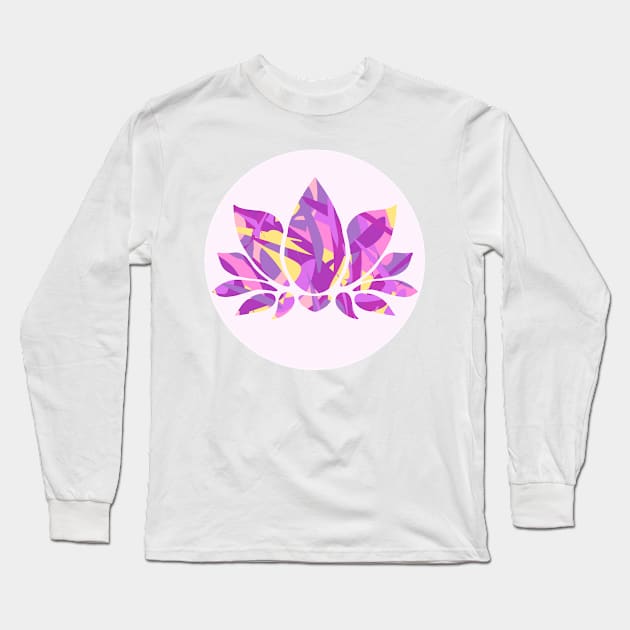 PINK PURPLE YELLOW LOTUS FLOWER, LOTUS DESIGN, PAINT SPLASH PATTERN Long Sleeve T-Shirt by danitacreate